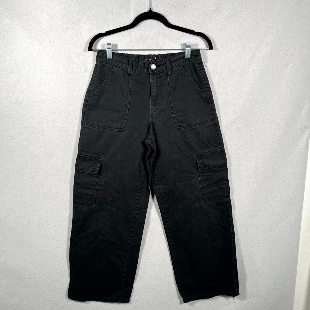 Forever 21 Cargo Jeans Women Medium Black Denim Dark Wash Hiking Camping Outdoor
